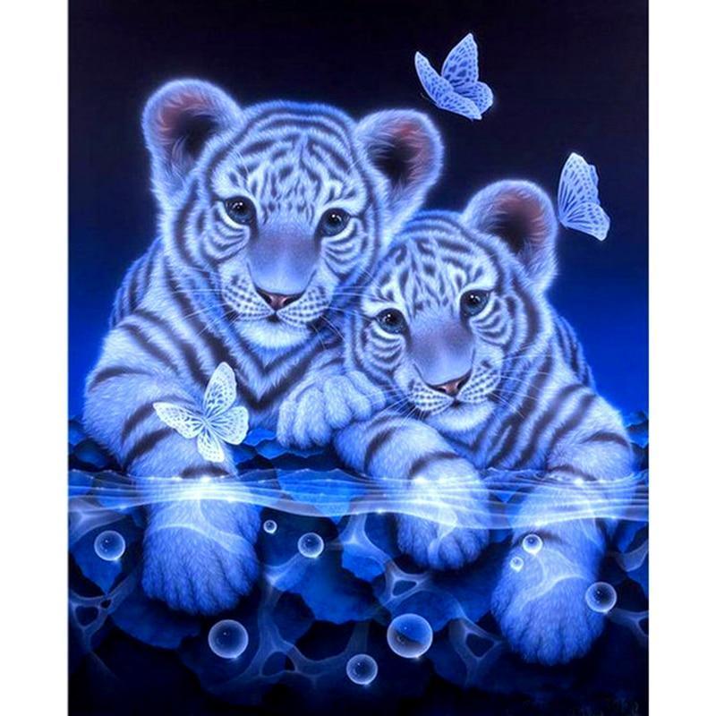 Süße weiße Tiger DIY Malerei - Diamond Painting