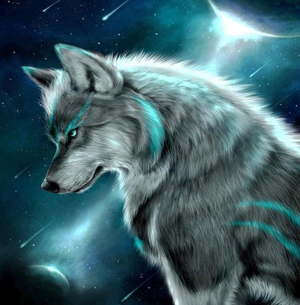 Wolf unter dem Mond DIY Diamond Painting - Diamond Painting