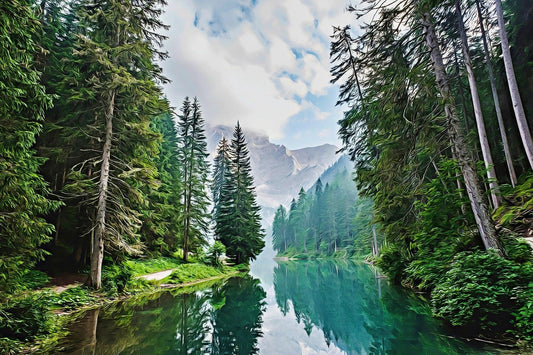 Ruhiger Bergsee - Kunst des Denise Dundon - Diamond Painting