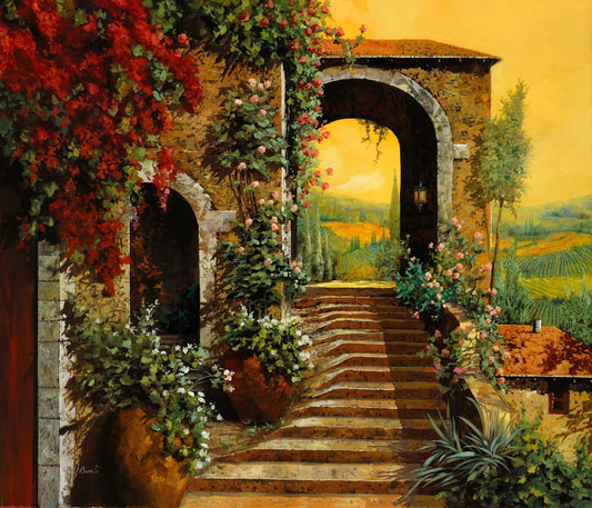 Die Treppe und der gelbe Himmel - Kunst des Guido Borelli - Diamond Painting